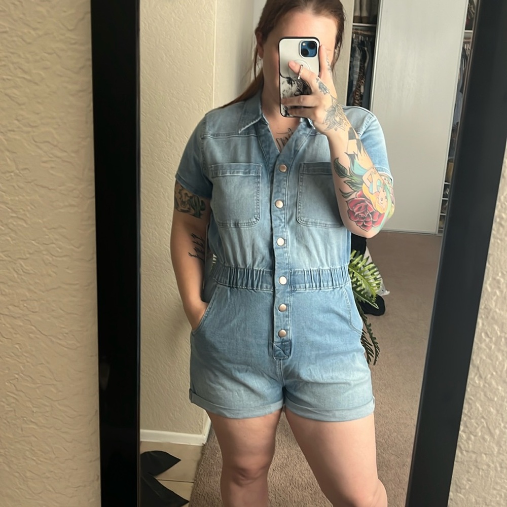NWT medium denim romper